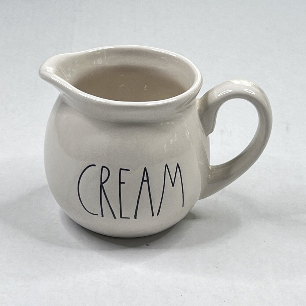Rae Dunn Artisan Collection CREAM Creamer‎ Mini Pitcher Ivory Black - NWT